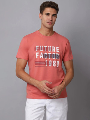CANTABIL Printed Men Round Neck Pink T-Shirt