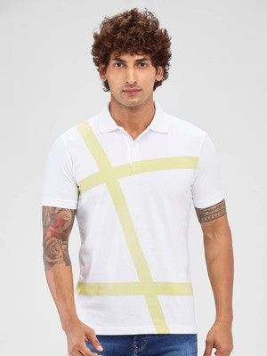 PARK AVENUE Printed Men Polo Neck White T-Shirt