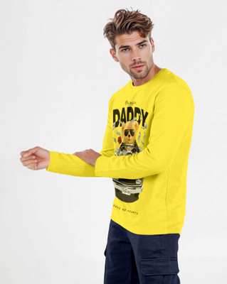 Triptee Printed Men Round Neck Yellow T-Shirt