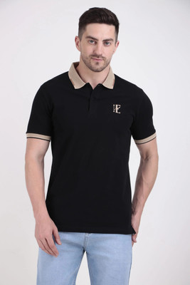 ELAROO CLOTHING Solid Men Polo Neck Black T-Shirt
