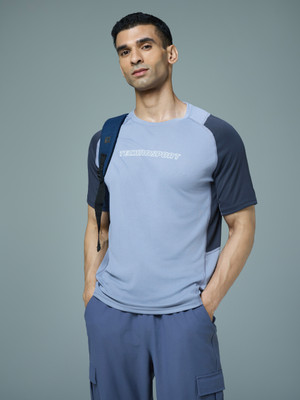TECHNOSPORT Colorblock Men Crew Neck Purple T-Shirt