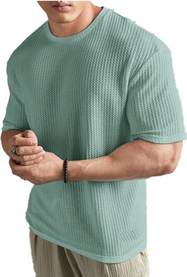 The Modern Soul Self Design Men Round Neck Green T-Shirt