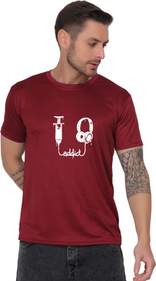 Gargelectronics Graphic Print Men Round Neck Maroon T-Shirt