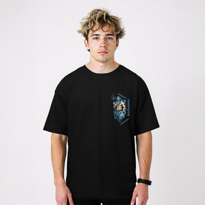 Librone Printed Men Round Neck Black T-Shirt
