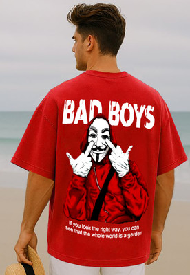 Manico Graphic Print Men Round Neck Red T-Shirt