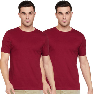 Adabsha Solid Men Round Neck Maroon T-Shirt