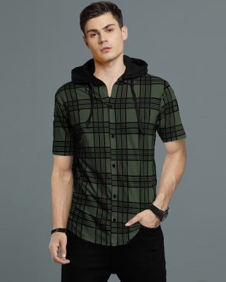 GARBLY Checkered Men Hooded Neck Multicolor T-Shirt