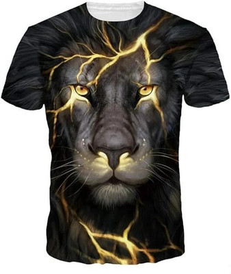 CHANDRASTYLE Animal Print Men Round Neck Black T-Shirt