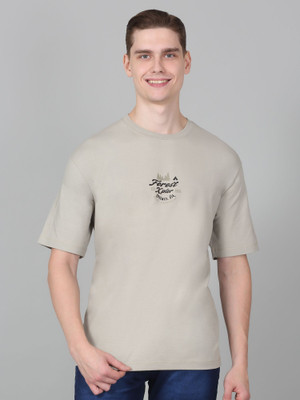 CANTABIL Printed Men Round Neck Grey T-Shirt