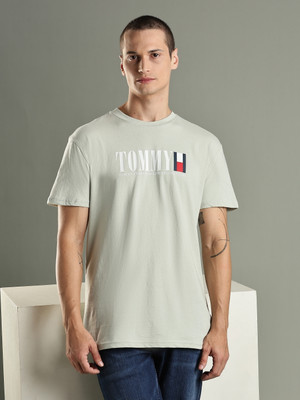 TOMMY HILFIGER Printed Men Round Neck Green T-Shirt
