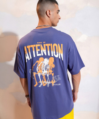 HIGHLANDER Printed Men Round Neck Purple T-Shirt