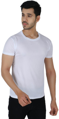Newsingh Solid Men Round Neck White T-Shirt