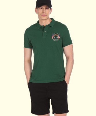 U.S. POLO ASSN. Solid Men Polo Neck Dark Green T-Shirt