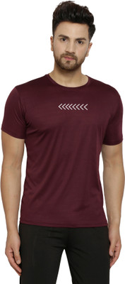 MISSILLE Solid Men Round Neck Maroon T-Shirt