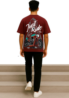 Hornignite Printed Men Round Neck Dark Green T-Shirt