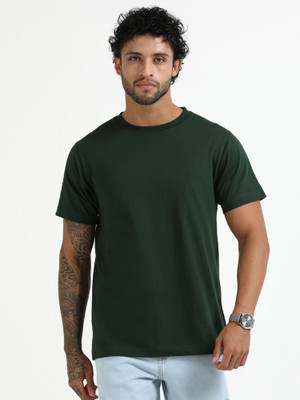 Chill Factor Solid Men Round Neck Green T-Shirt