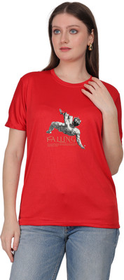 Skill IT Services Graphic Print Women Round Neck Red T-Shirt