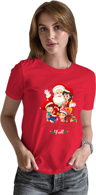 Buy That Trendz Printed Women Round Neck Red T-Shirt