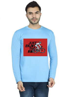 LV CARE Printed Men Round Neck Blue T-Shirt