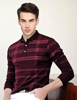 Autna Printed Men Polo Neck Maroon T-Shirt