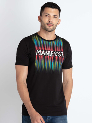 Status Quo Printed Men Round Neck Black T-Shirt
