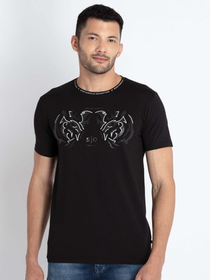 Status Quo Printed Men Round Neck Black T-Shirt