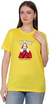 Atharva Trends Graphic Print Women Round Neck Yellow T-Shirt