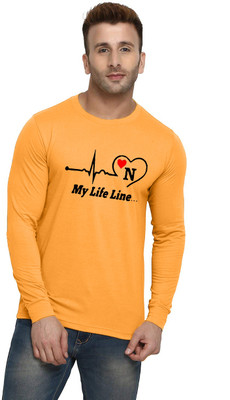 FastColors Printed, Typography Men Round Neck Yellow T-Shirt