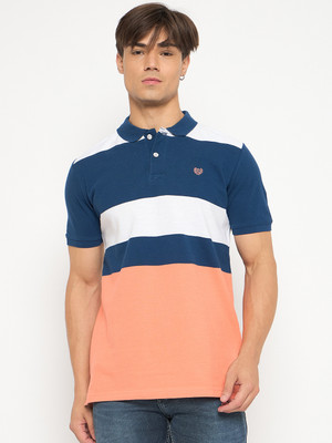DUKE Striped Men Polo Neck Multicolor T-Shirt