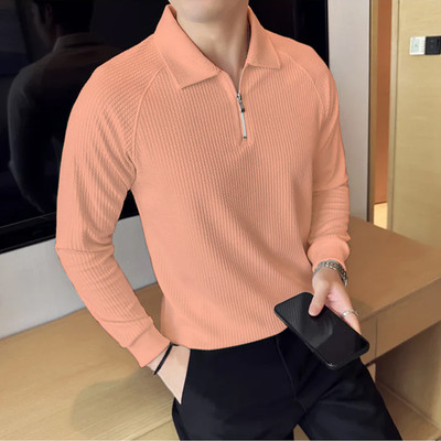 KEX Self Design Men Polo Neck Pink T-Shirt