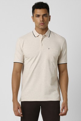 VAN HEUSEN Solid Men Polo Neck Beige T-Shirt