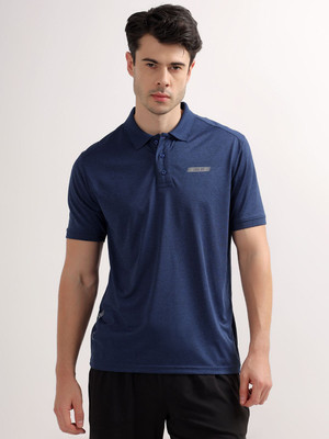 CANTABIL Printed Men Polo Neck Blue T-Shirt