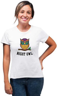 SmarTee Street Printed Women Round Neck White T-Shirt