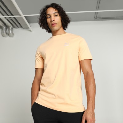 PUMA Solid Men Crew Neck Orange T-Shirt