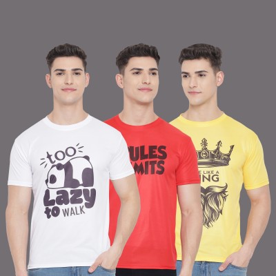 InkTees Printed Men Round Neck White, Red, Yellow T-Shirt