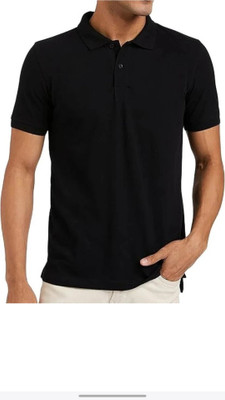 GATIMAAN Solid Men Polo Neck Black T-Shirt