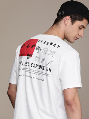 Moda Rapido Printed, Typography Men Round Neck White T-Shirt