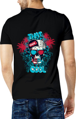 Vastra Vanam Printed Couple Round Neck Reversible Black T-Shirt