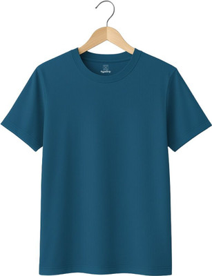 HypeDrip Solid Men Round Neck Blue T-Shirt