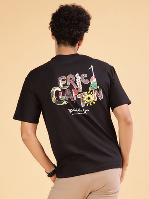 V-MART Graphic Print Men Round Neck Black T-Shirt