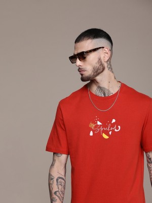 WROGN Printed Men Round Neck Red T-Shirt