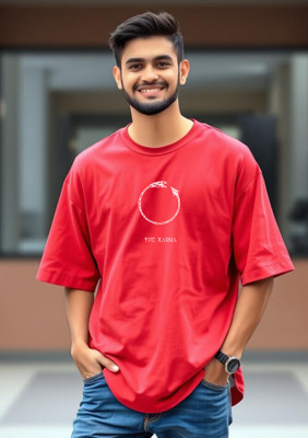 UrGear Printed Men Round Neck Red T-Shirt