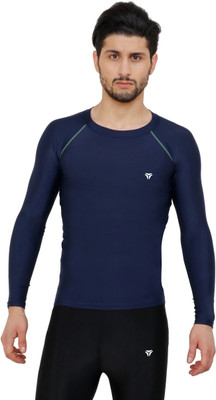 Kyk Colorblock Men Round Neck Dark Blue T-Shirt