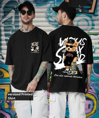 Manlino Graphic Print Men Round Neck Black T-Shirt