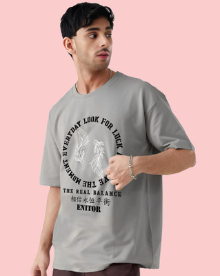 AUSK Printed Men Round Neck Grey T-Shirt