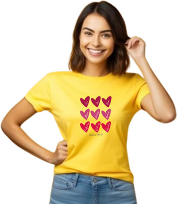 The Witty Curls Printed Women Round Neck Yellow T-Shirt