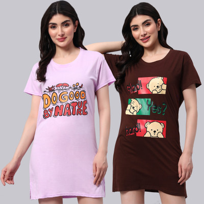 DUCOHIVE Printed Women Round Neck Multicolor T-Shirt