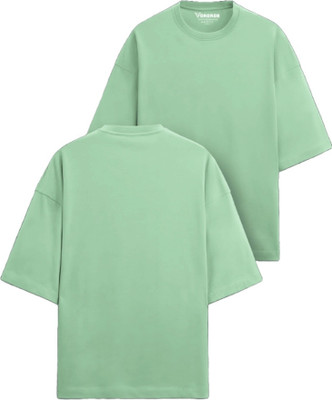 VORDROB Solid Men Round Neck Green T-Shirt
