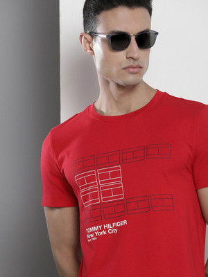 TOMMY HILFIGER Graphic Print Men Round Neck Red T-Shirt