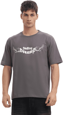 Tillto Graphic Print Men Crew Neck Grey T-Shirt